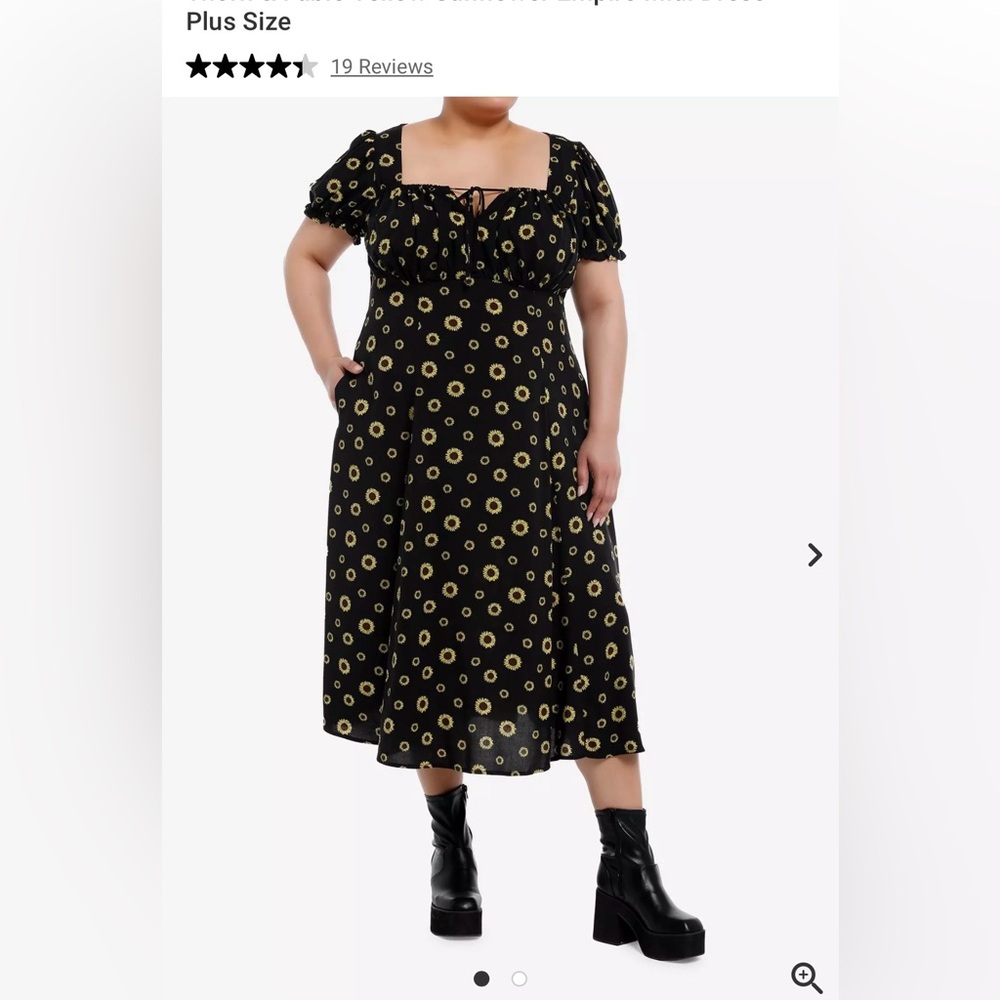 Hot Topic Yellow Sunflower Empire Midi Dress size 3
